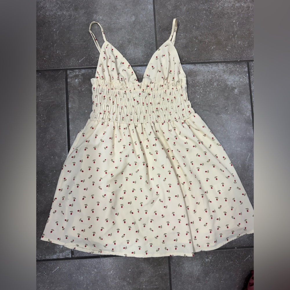 Princess Polly Cream Floral Rose Dress